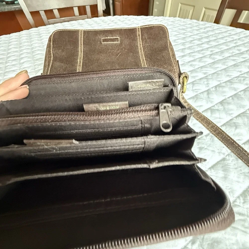 Q&A-Shoulder Bag-Purse-Vintage-Removable Organizer Wallet-Medium size-Brown‎ - Picture 12 of 14